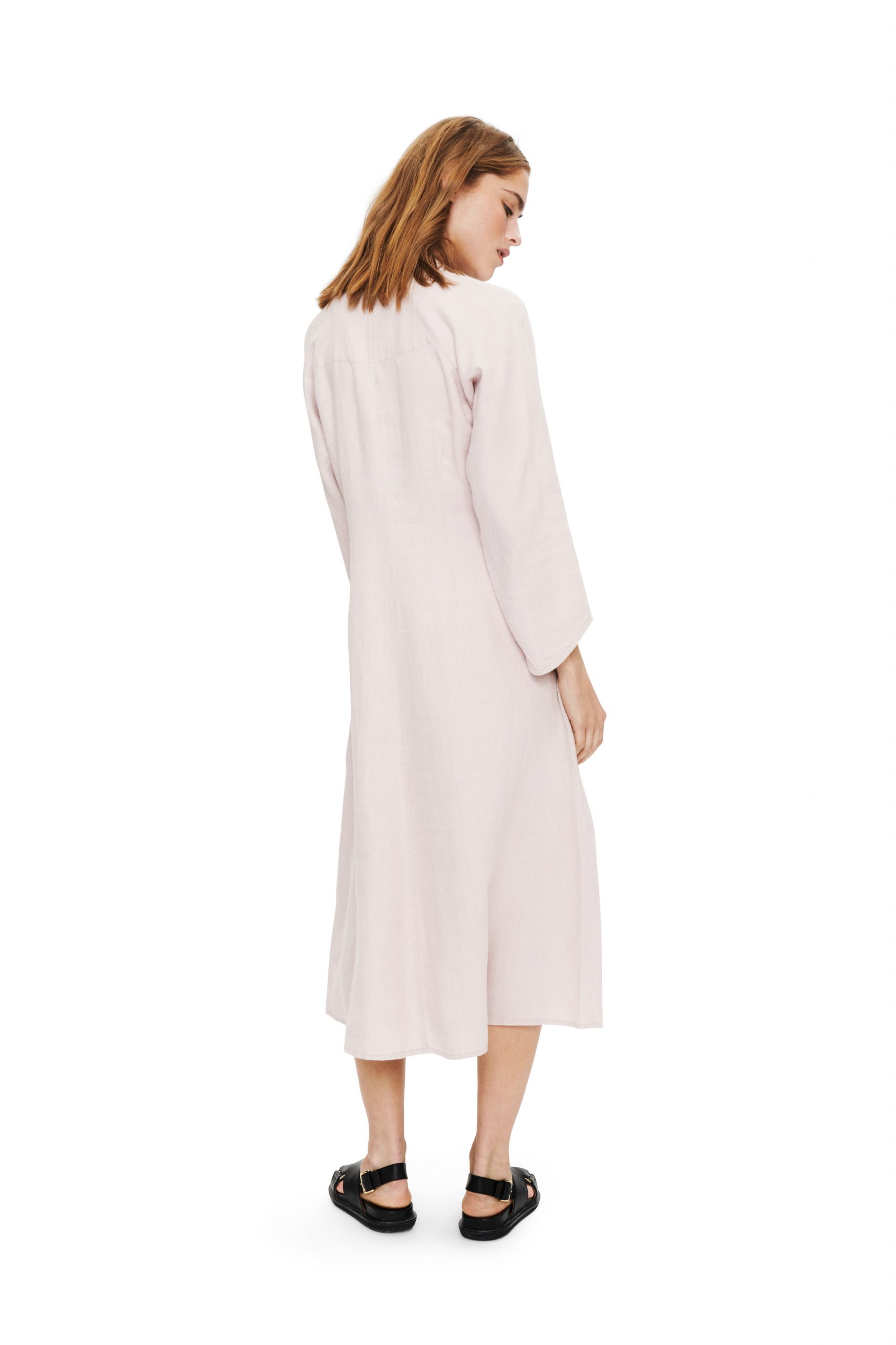 dusty blue lang hør kjole lazy linen