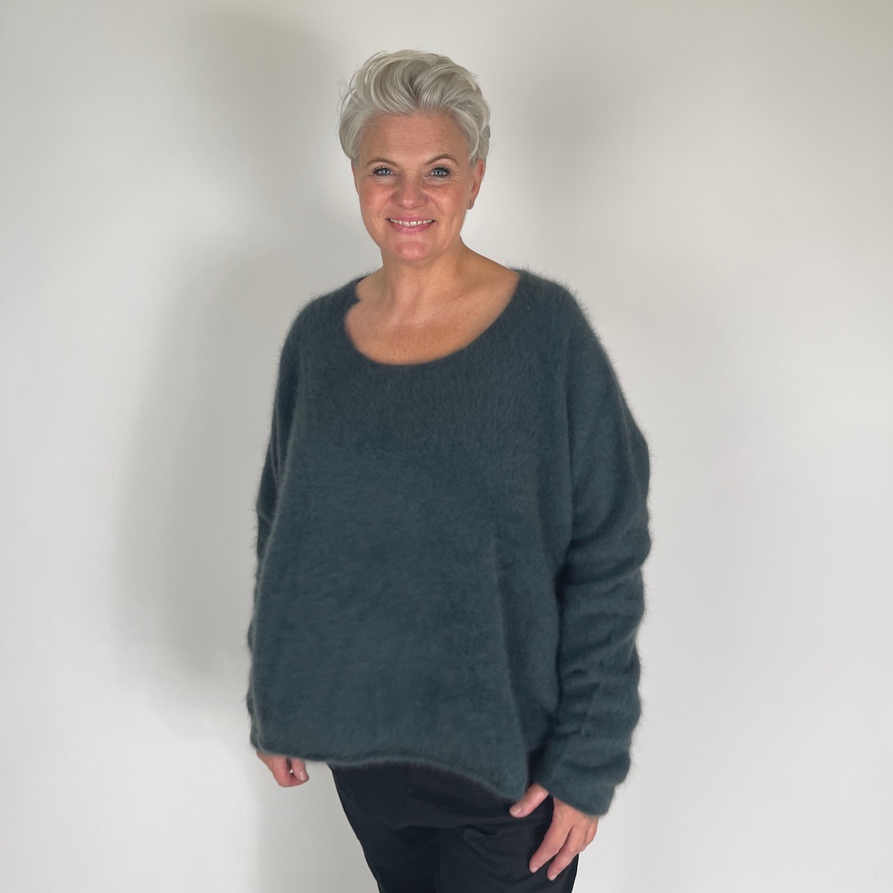 RUNDHOLZ Pullover racoonhair kobalt