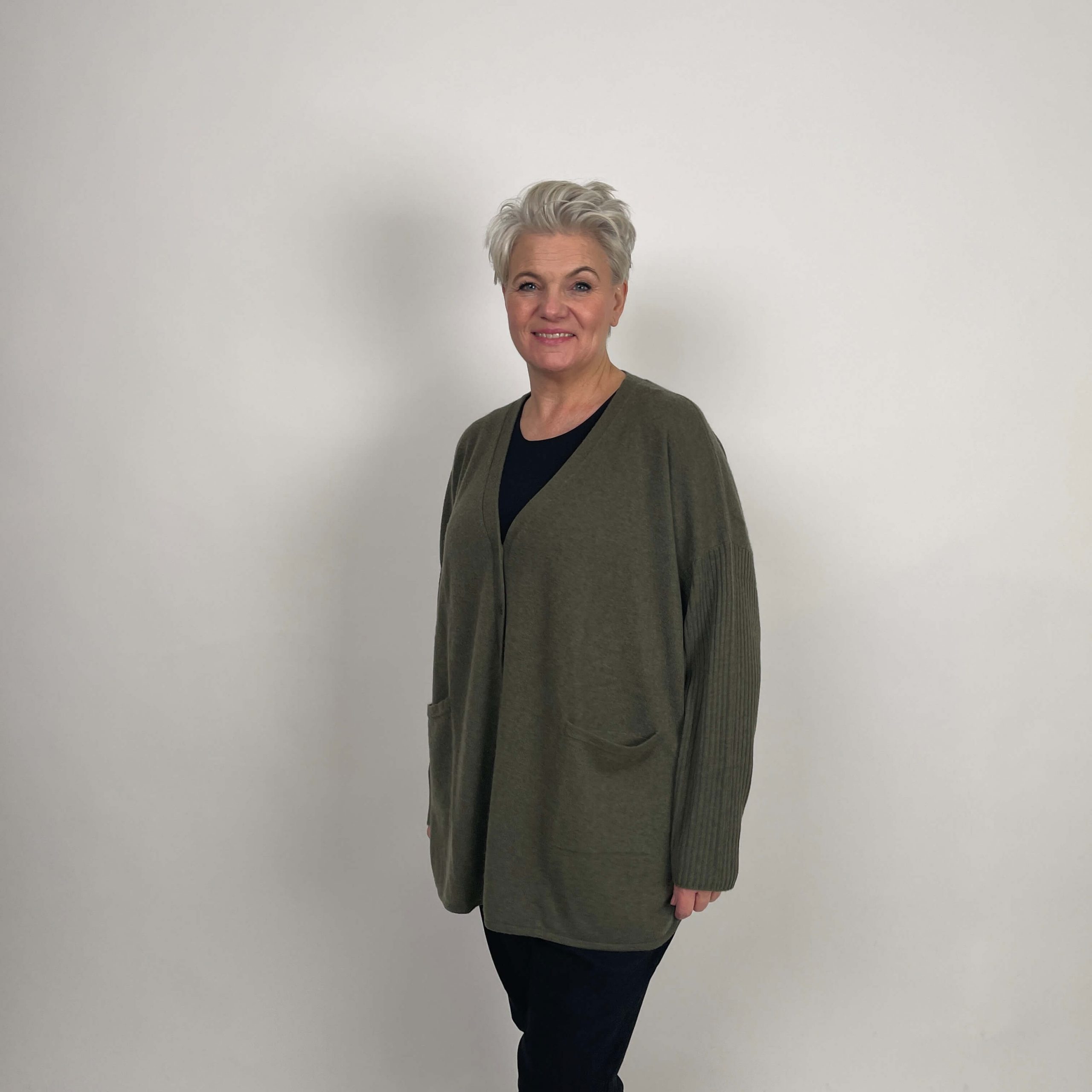 ESTHEME Cardigan kaki oversize