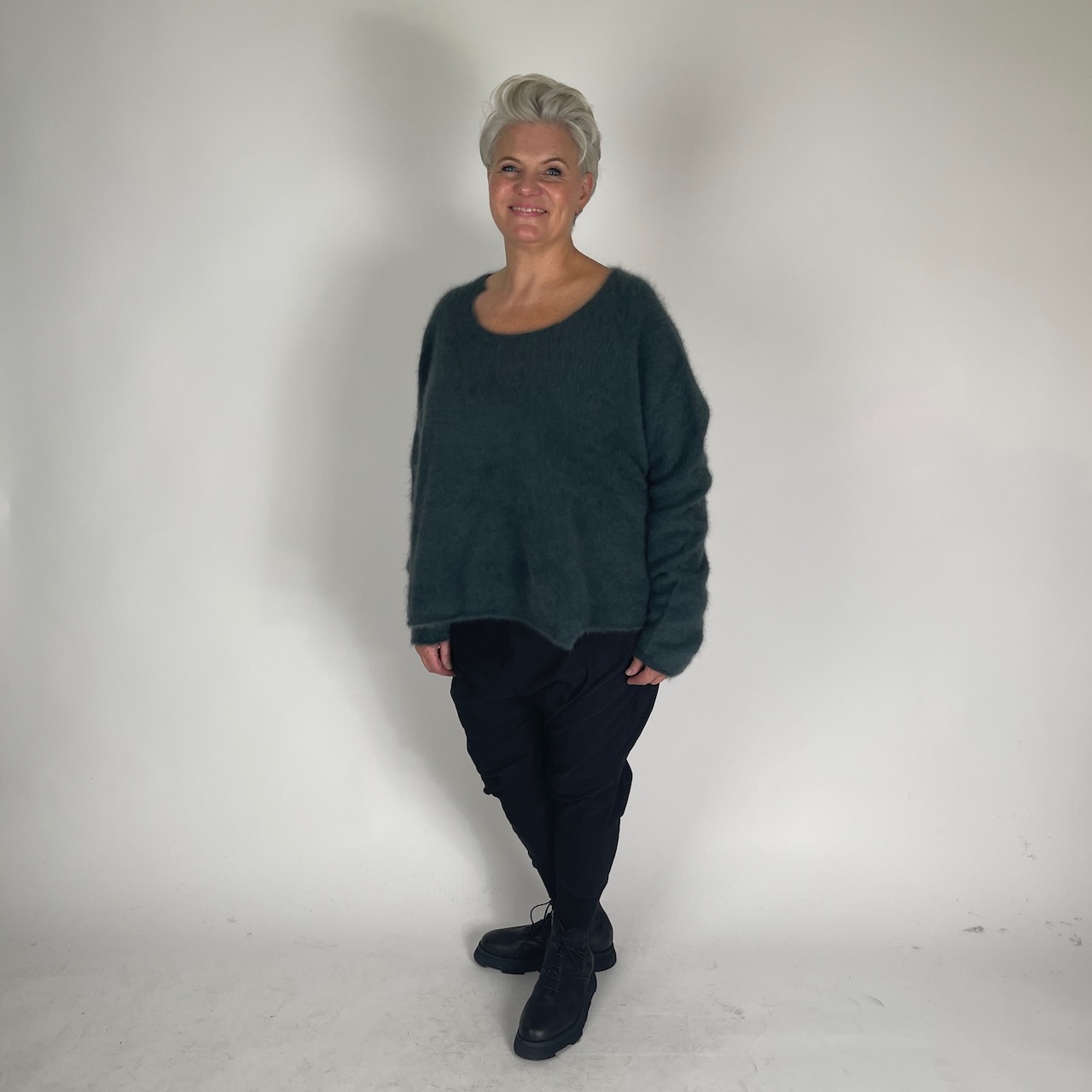 RUNDHOLZ Pullover racoonhair kobalt