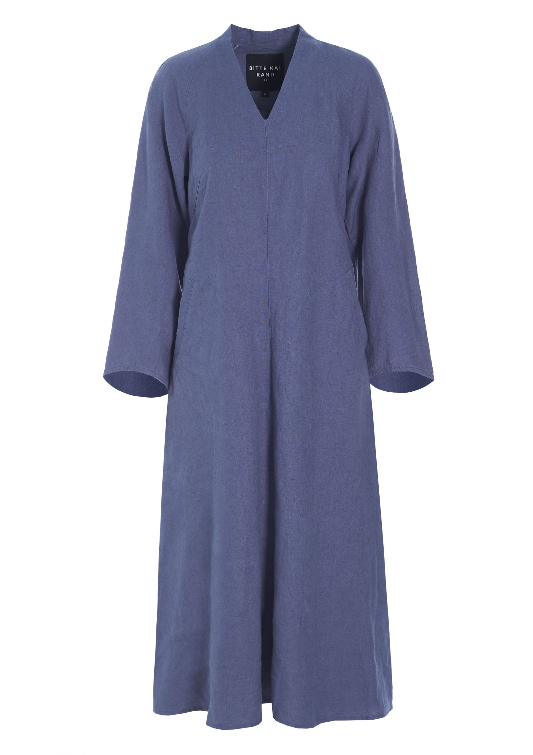 dusty blue lang hør kjole lazy linen
