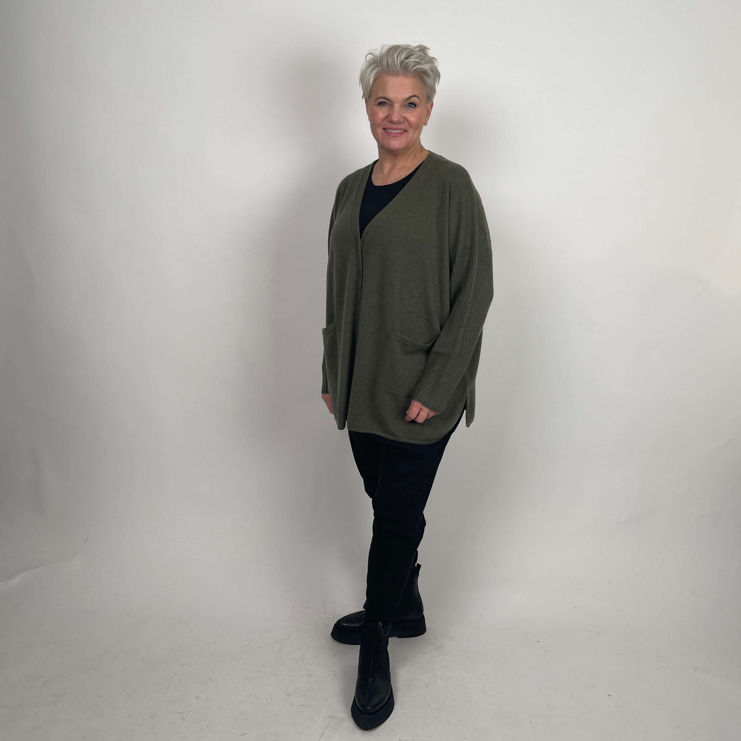 ESTHEME Cardigan kaki oversize